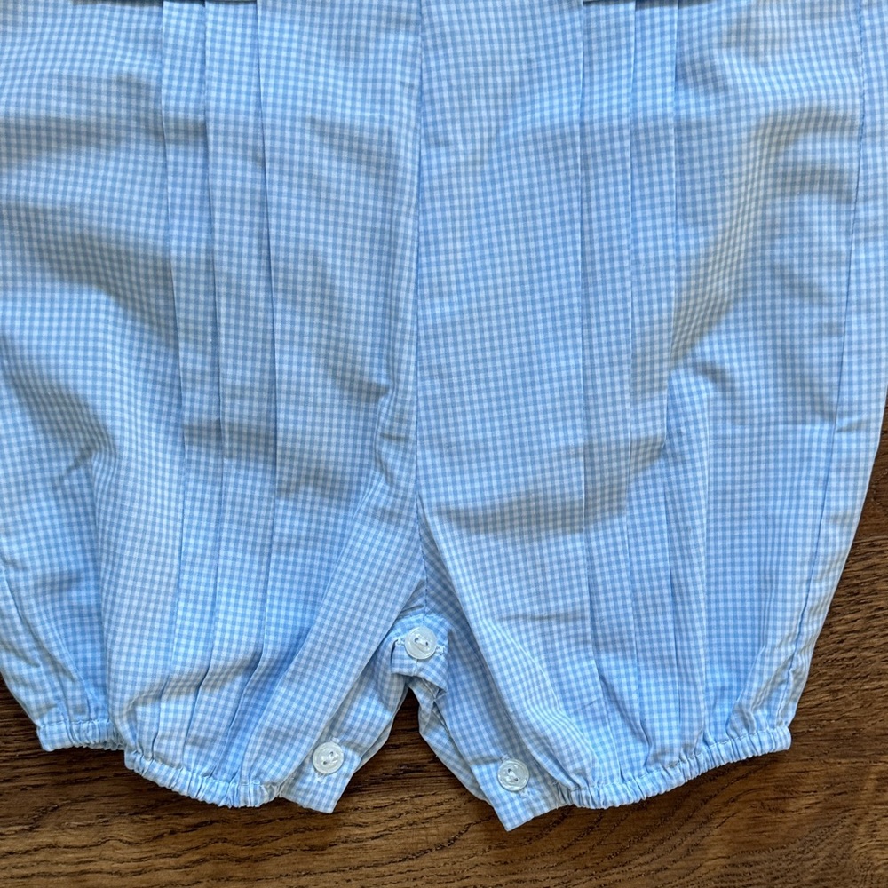 Lullaby Set New With Tags Light Blue Gingham Baby Romper with Peter Pan Collar - Picture 8 of 14